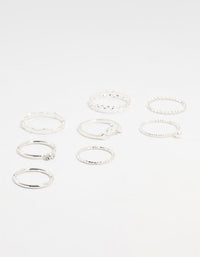 Silver Thin Mixed Stacking Rings 8-Pack - link has visual effect only