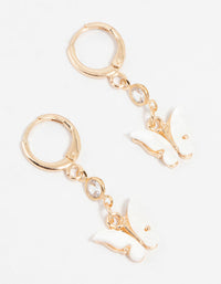 Gold Diamante Butterfly Huggie Earrings - link has visual effect only