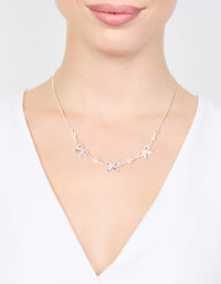 Silver Diamante Bow Station Necklace - link has visual effect only