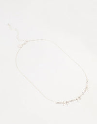 Silver Diamante Bow Station Necklace - link has visual effect only