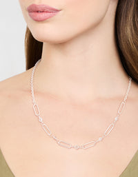 Silver Diamante Rectangular Chain Necklace - link has visual effect only