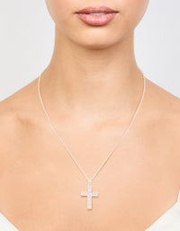 Silver Glitter Cross Necklace - link has visual effect only