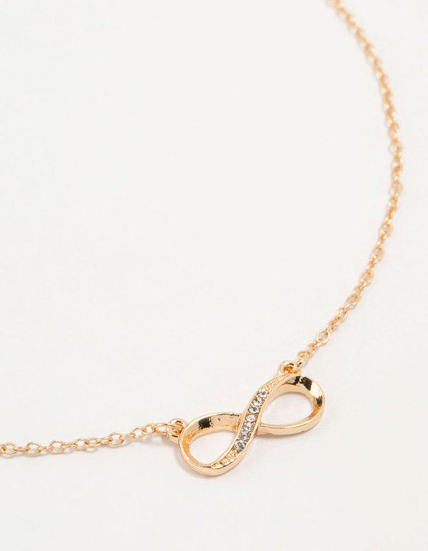 Gold Diamante Infinity Necklace