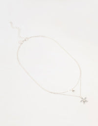 Silver Diamante Flower Layered Necklace - link has visual effect only