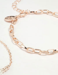 Rose Gold Chain Link & Pearl 2-Pack Bracelet - link has visual effect only