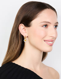 Gold Plated Daisy Huggie Earrings - link has visual effect only