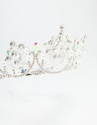 Silver Diamante & Pearl Crown Headband - link has visual effect only