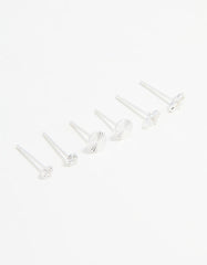 Sterling Silver Cubic Zirconia Stud Earrings 3-Pack