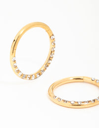 Gold Plated Surgical Steel Diamante Pavé Hoop Earrings - link has visual effect only
