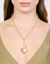 Gold Plated Heart & Sun Charm Necklace - link has visual effect only