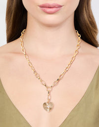 Gold Plated Heart Pendant Charm Necklace - link has visual effect only