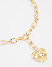 Gold Plated Heart Pendant Charm Necklace - link has visual effect only