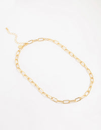 Gold Plated Oval Link Necklace - link has visual effect only