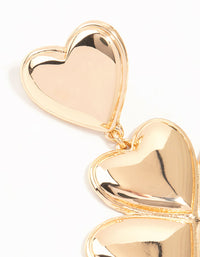 Gold Heart Clover Drop Earrings - link has visual effect only