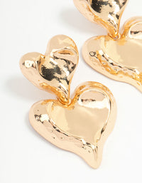 Gold Double Heart Drop Earrings - link has visual effect only