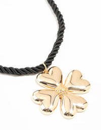 Gold Heart Clover Cord Necklace - link has visual effect only