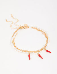 Gold Pearl & Chilli Choker Necklace - link has visual effect only