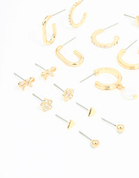 Gold Bow Flower Hoop & Stud Earrings 12-Pack - link has visual effect only