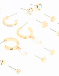 Gold Bow Flower Hoop & Stud Earrings 12-Pack - link has visual effect only