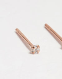 Rose Gold Plated Sterling Silver Cubic Zirconia Micro Stud Earrings - link has visual effect only