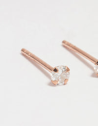 Rose Gold Plated Sterling Silver Cubic Zirconia Small Stud Earrings - link has visual effect only