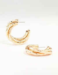 Gold Molten Twisted Hoop Earrings - link has visual effect only