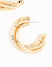 Gold Molten Twisted Hoop Earrings - link has visual effect only