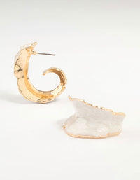 Gold White Acrylic Hoop Earrings - link has visual effect only