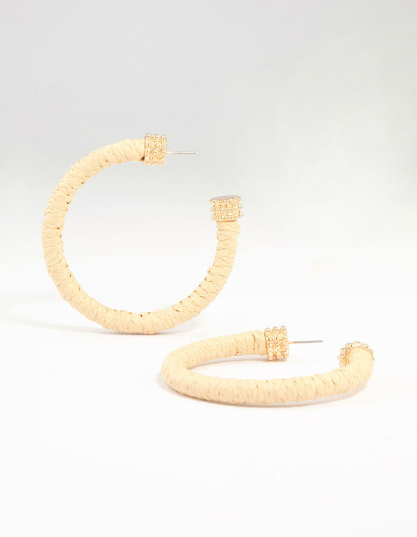 Paper Raffia Wrapped Hoop Earrings