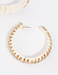 Gold Diamante Raffia Hoop Earrings - link has visual effect only