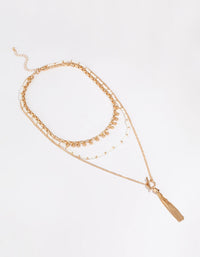 Gold Bead & Tassel Layered Necklace - link has visual effect only