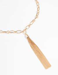 Gold Tassel Y-Necklace - link has visual effect only