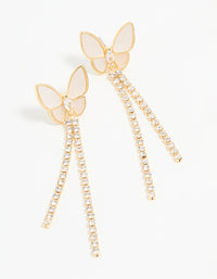 Gold Plated Mother Of Pearl Butterfly Cupchain Earrings - link has visual effect only