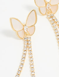 Gold Plated Mother Of Pearl Butterfly Cupchain Earrings - link has visual effect only