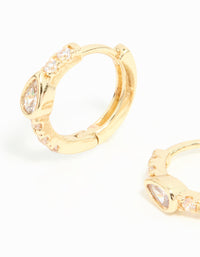 Gold Plated Stone Pave Hoop Earrings - link has visual effect only