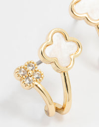 Gold Plated Cubic Zirconia Mini Flower Jacket Earrings - link has visual effect only