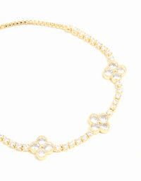 Gold Plated Cubic Zirconia Flower Toggle Bracelet - link has visual effect only