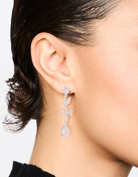 Silver Plated Cubic Zirconia Large Vine Teardrop Earrings - link has visual effect only