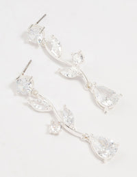 Silver Plated Cubic Zirconia Large Vine Teardrop Earrings - link has visual effect only