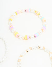 Kids Beaded Heart & Mixed Stretch Bracelets 5-Pack - link has visual effect only