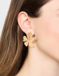 Gold Plated Textured Flower Studs - link has visual effect only