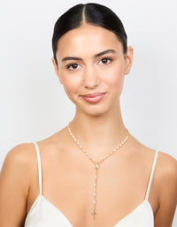 Gold Plated Rose Quartz Y-Necklace - link has visual effect only