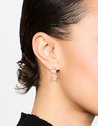 Gold Plated Cubic Zirconia Flower Chunky Hoop Earrings - link has visual effect only