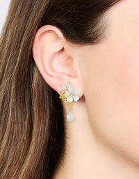 Gold Plated Cubic Zirconia Flower Drop Earrings - link has visual effect only