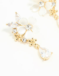 Gold Plated Cubic Zirconia Flower Drop Earrings - link has visual effect only