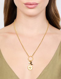 Waterproof Gold Plated Stainless Steel Cubic Zirconia Cluster Charm Necklace - link has visual effect only
