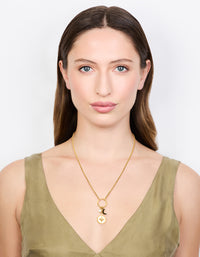 Waterproof Gold Plated Stainless Steel Cubic Zirconia Cluster Charm Necklace - link has visual effect only