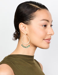 Gold Green Circle Drop Earrings - link has visual effect only