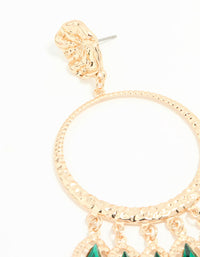 Gold Green Circle Drop Earrings - link has visual effect only