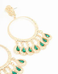 Gold Green Circle Drop Earrings - link has visual effect only